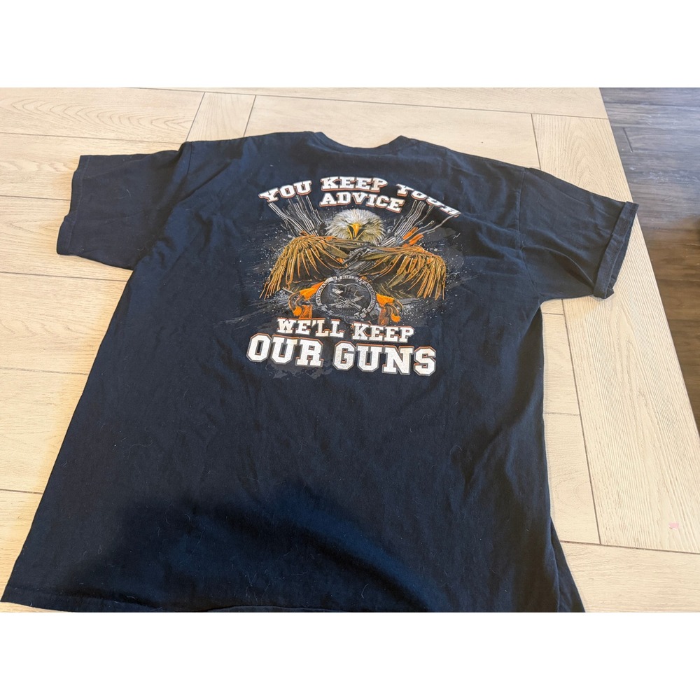 Gildan NRA Mens XL Black T-Shirt Keep Our Guns Eagle Graphic Second Amendment